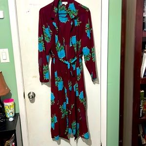 Maroon, blue and green floral sheet kimono jacket